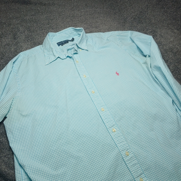 Ralph Lauren Classic Fit Gingham Button Down Shirt XLT Tall - Picture 10 of 13